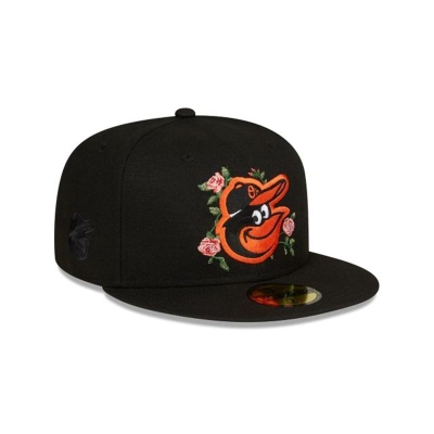 Black Baltimore Orioles Hat - New Era MLB Bloom 59FIFTY Fitted Caps USA4527103